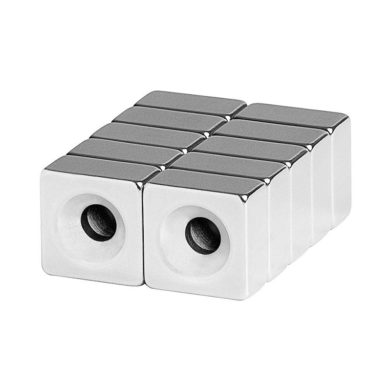 Nickel Plating Magnet with Countersunk Hole N35 N38 N40 N45 N48 N50 N52 Strong Magnets Block Magnets Square Neodymium Magnet